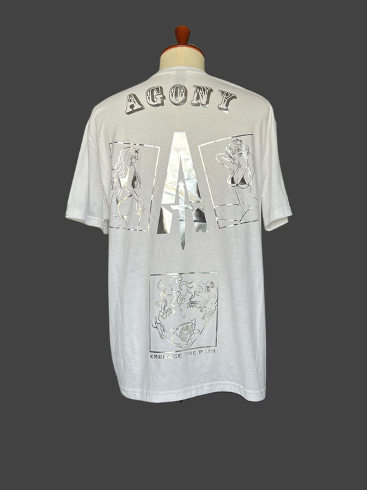 AGONY #68 METALLIC SILVER ON WHITE