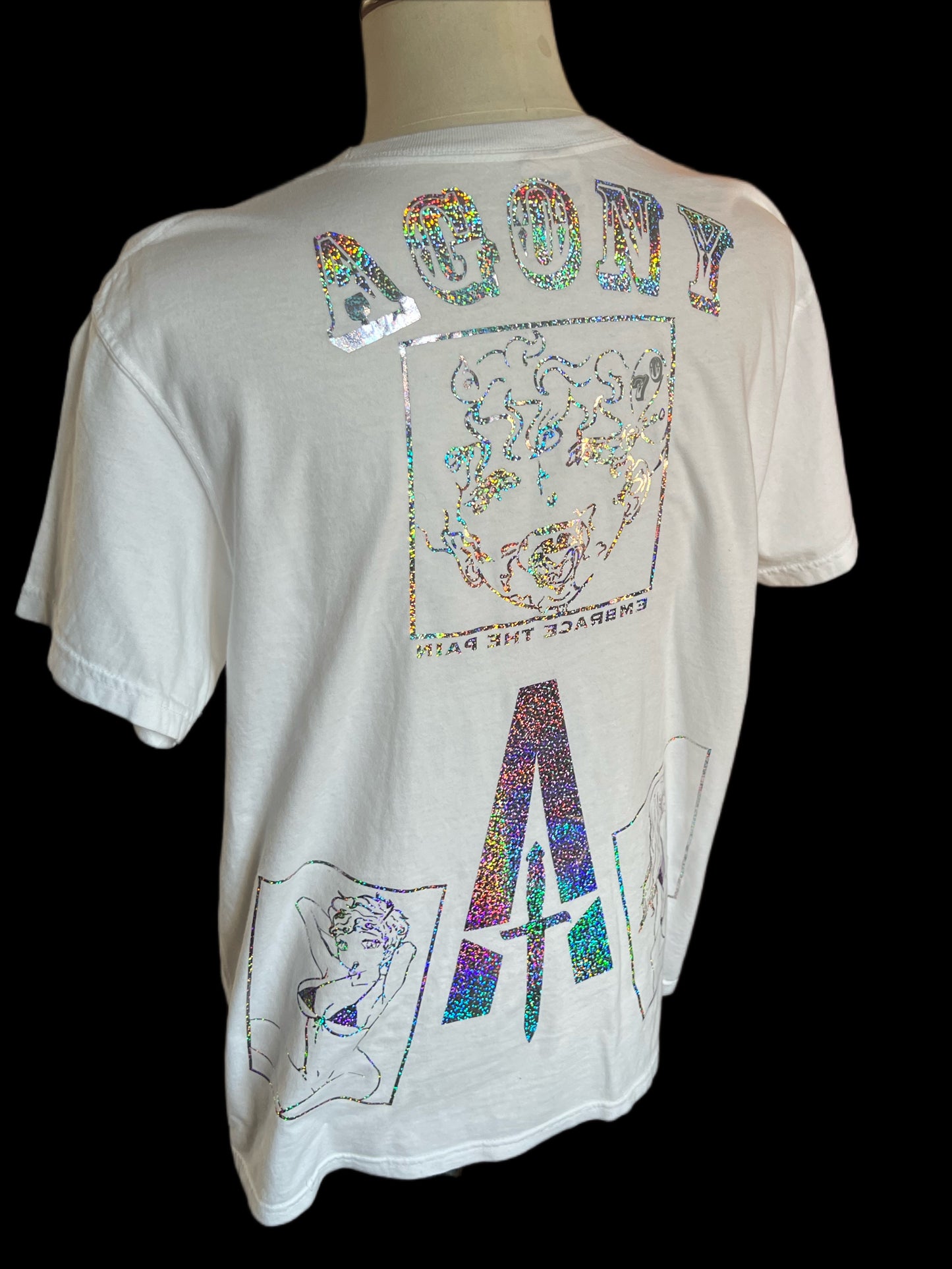 AGONY #70 RAINBOW HOLOGRAPHIC ON WHITE